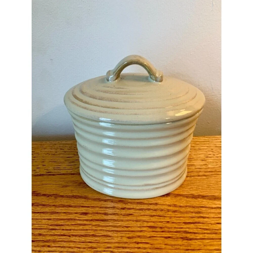 Pier One Terracotta VTG Candle Holder Canister Clay container coil Dish Vanilla